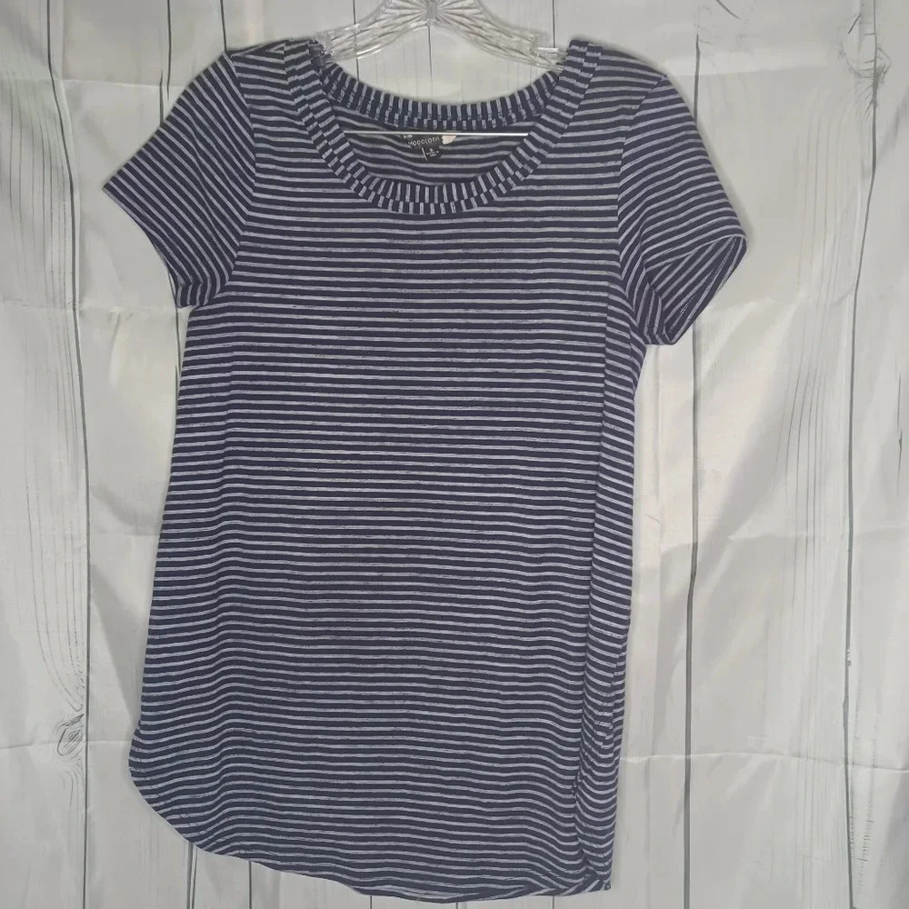 Modcloth retro short sleeve casual striped curved hem shirt